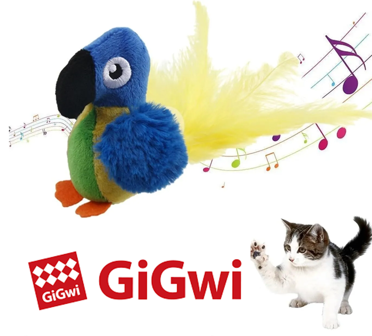 اسباب بازی موزیکال گربه گیگوی مدل طوطی GiGwi Melody Chaser (با صدای واقعی پرنده)