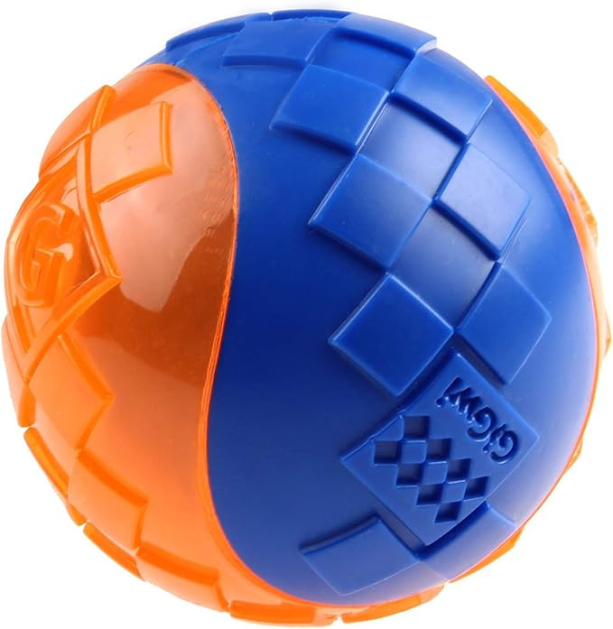 اسباب بازی توپ خاص سگ گیگویGiGwi مدل Squeaker Ball آبی/نارنجی متوسط