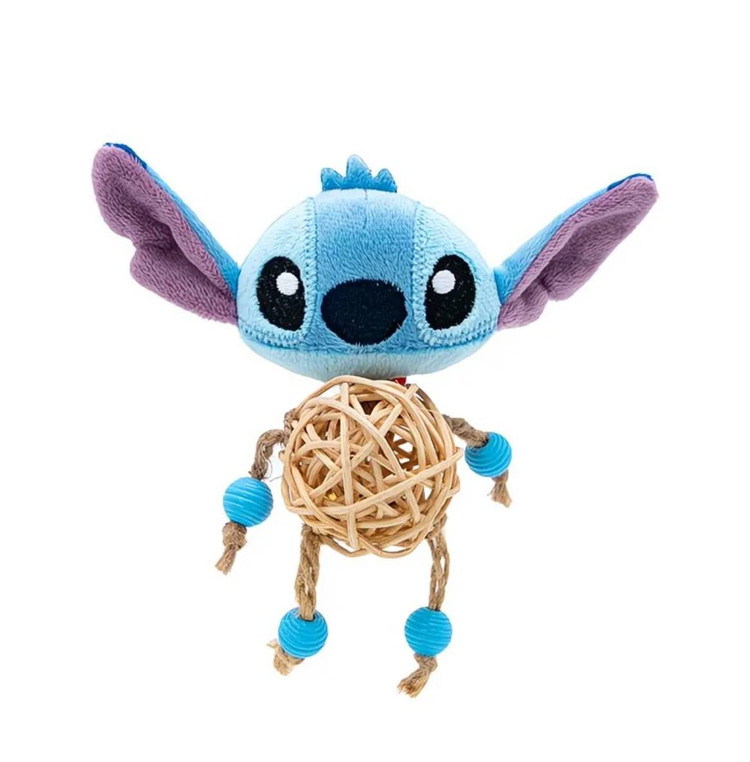 اسباب بازی گربه گیگوی GiGwi طرح استیچ (stitch) دیزنی) توپ چوبی با زنگوله هاش)
