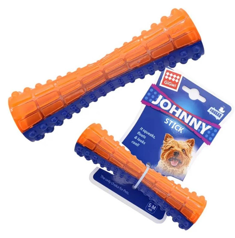 چوب جویدنی و دندان گیر سگ GiGwi Johnny Stick مخصوص سگها، مقاوم در برابر سوراخ شدن، طراحی بافتدار برای تمیز کردن دندانها، طنابکشی، جویدن، تحریک ذهنی، کاهش کسالت