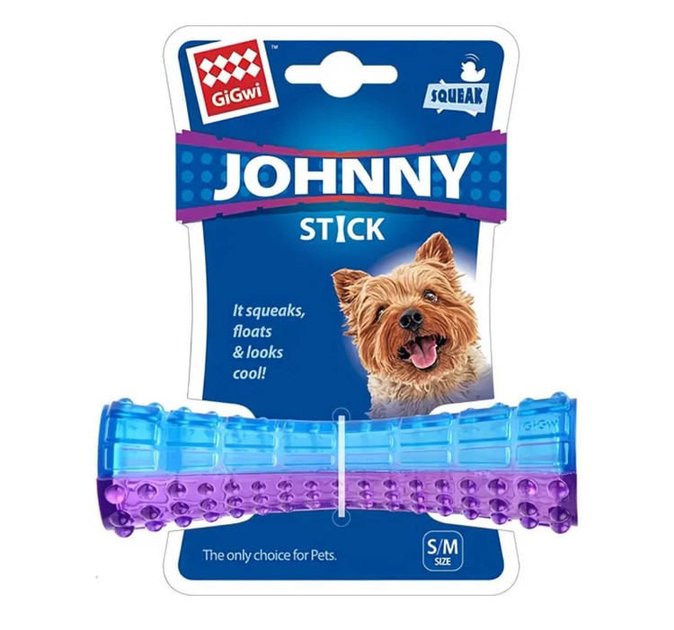 چوب جویدنی و دندان گیر سگ GiGwi Johnny Stick مخصوص سگها، مقاوم در برابر سوراخ شدن، طراحی بافتدار برای تمیز کردن دندانها، طنابکشی، جویدن، تحریک ذهنی، کاهش کسالت